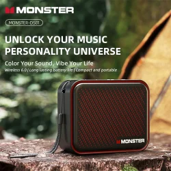 Monster DS01 Portable High Fidelity Speaker BT V6.0 IP67 Waterproof Outdoor Mini Wireless Subwoofer 1500mAh Customized Acoustics