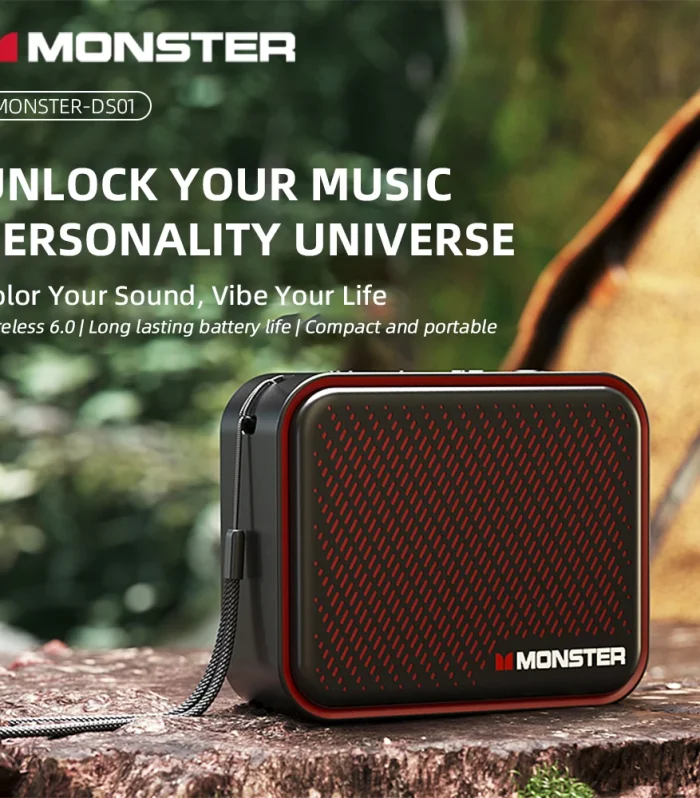 Monster DS01 Portable High Fidelity Speaker BT V6.0 IP67 Waterproof Outdoor Mini Wireless Subwoofer 1500mAh Customized Acoustics